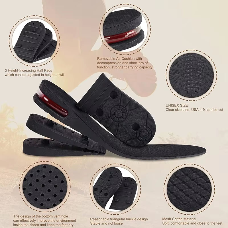 Height Increase Insole Air Cushion Elevator Shoe Insole Lifts Kits Inserts 3-9Cm Variable Height Shoe Insolesair Shock Absorbing